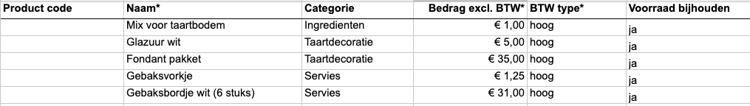 Excel import